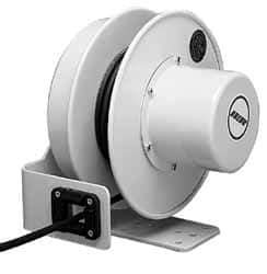 Conductix - 10 AWG, 20' Cable Length, Cord & Cable Reel with Bare End - 4 Outlets, NEMA 5-20R, 20 Amps, SEOW-A Cable, Yellow Reel, Spring Driven Reel - Industrial Tool & Supply