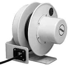 Conductix - 10 AWG, 20' Cable Length, Cord & Cable Reel with Bare End - 4 Outlets, NEMA 5-20R, 20 Amps, SEOW-A Cable, Yellow Reel, Spring Driven Reel - Industrial Tool & Supply
