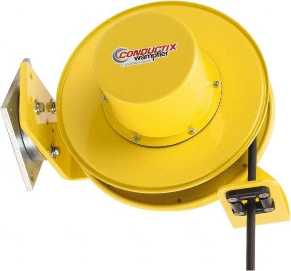Conductix - 14 AWG, 40' Cable Length, Cord & Cable Reel with Cable End - 3 Outlets, SO Cable, White Reel - Industrial Tool & Supply