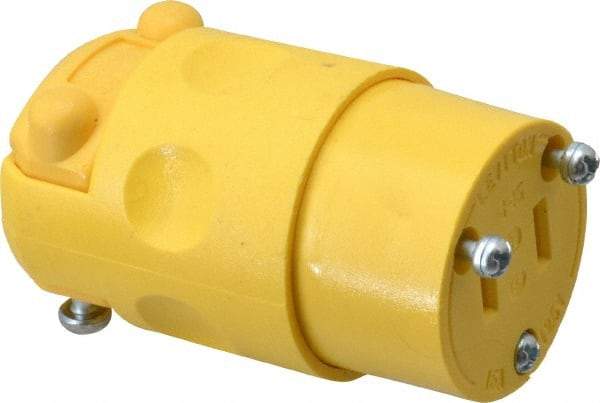 Leviton - 125 VAC, 15 Amp, 1-15R NEMA, Straight, Ungrounded, Commercial Grade Connector - 2 Pole, 2 Wire, 1 Phase, PVC, Yellow - Industrial Tool & Supply