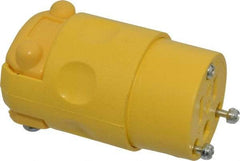 Leviton - 125 VAC, 15 Amp, 5-15R NEMA, Straight, Self Grounding, Residential Grade Connector - 2 Pole, 3 Wire, 1 Phase, PVC, Yellow - Industrial Tool & Supply