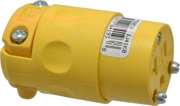 Leviton - 125 VAC, 20 Amp, 5-20R NEMA, Straight, Self Grounding, Commercial Grade Connector - 2 Pole, 3 Wire, 1 Phase, PVC, Yellow - Industrial Tool & Supply