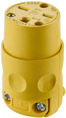 Leviton - 250 VAC, 15 Amp, 6-15R NEMA, Straight, Self Grounding, Commercial Grade Connector - 2 Pole, 3 Wire, 3 Phase, PVC, Yellow - Industrial Tool & Supply
