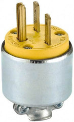 Leviton - 250 VAC, 15 Amp, 6-15P NEMA, Straight, Self Grounding, Residential Grade Plug - 2 Pole, 3 Wire, 3 Phase, PVC, Steel, Yellow - Industrial Tool & Supply