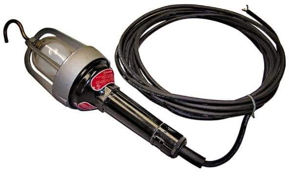 Made in USA - 100 Watt, Electric, Incandescent Portable Hook Work Light - 50' Cord, 1 Head, 900 Lumens - Industrial Tool & Supply