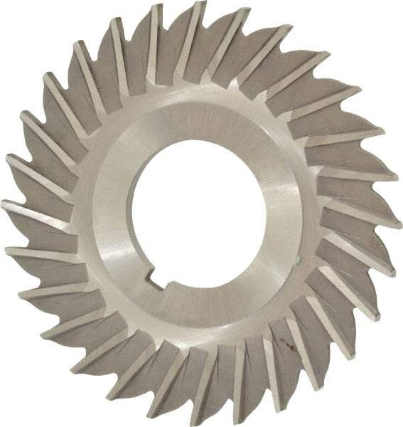Made in USA - 2-1/2" Blade Diam x 3/32" Blade Thickness, 7/8" Hole, 28 Teeth, High Speed Steel Side Chip Saw - Straight Tooth, Arbor Connection, Right Hand Cut, Uncoated, with Keyway - Industrial Tool & Supply