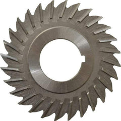 Made in USA - 2-1/2" Blade Diam x 1/8" Blade Thickness, 7/8" Hole, 28 Teeth, High Speed Steel Side Chip Saw - Straight Tooth, Arbor Connection, Right Hand Cut, Uncoated, with Keyway - Industrial Tool & Supply