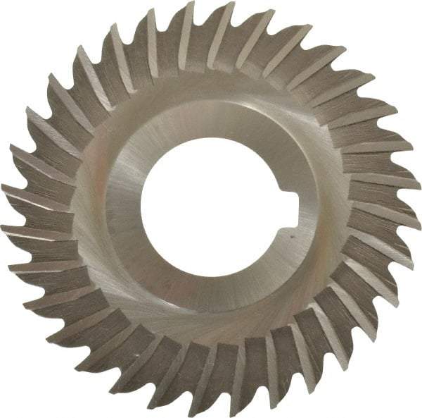 Made in USA - 3" Blade Diam x 1/16" Blade Thickness, 1" Hole, 32 Teeth, High Speed Steel Side Chip Saw - Straight Tooth, Arbor Connection, Right Hand Cut, Uncoated, with Keyway - Industrial Tool & Supply