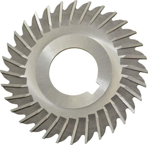 Made in USA - 3" Blade Diam x 5/64" Blade Thickness, 1" Hole, 32 Teeth, High Speed Steel Side Chip Saw - Straight Tooth, Arbor Connection, Right Hand Cut, Uncoated, with Keyway - Industrial Tool & Supply