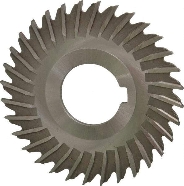 Made in USA - 3" Blade Diam x 7/64" Blade Thickness, 1" Hole, 32 Teeth, High Speed Steel Side Chip Saw - Straight Tooth, Arbor Connection, Right Hand Cut, Uncoated, with Keyway - Industrial Tool & Supply