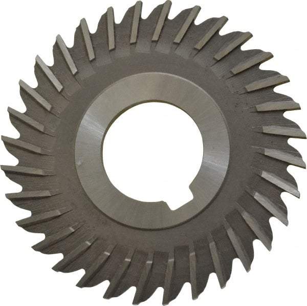 Made in USA - 3" Blade Diam x 1/8" Blade Thickness, 1" Hole, 32 Teeth, High Speed Steel Side Chip Saw - Straight Tooth, Arbor Connection, Right Hand Cut, Uncoated, with Keyway - Industrial Tool & Supply