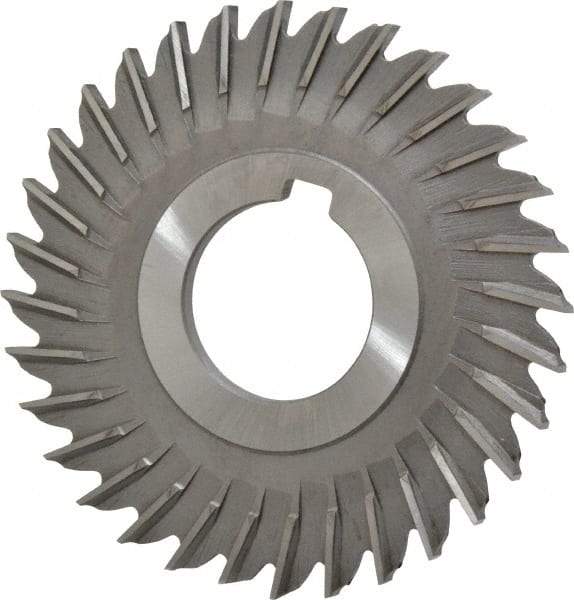 Made in USA - 3" Blade Diam x 9/64" Blade Thickness, 1" Hole, 32 Teeth, High Speed Steel Side Chip Saw - Straight Tooth, Arbor Connection, Right Hand Cut, Uncoated, with Keyway - Industrial Tool & Supply