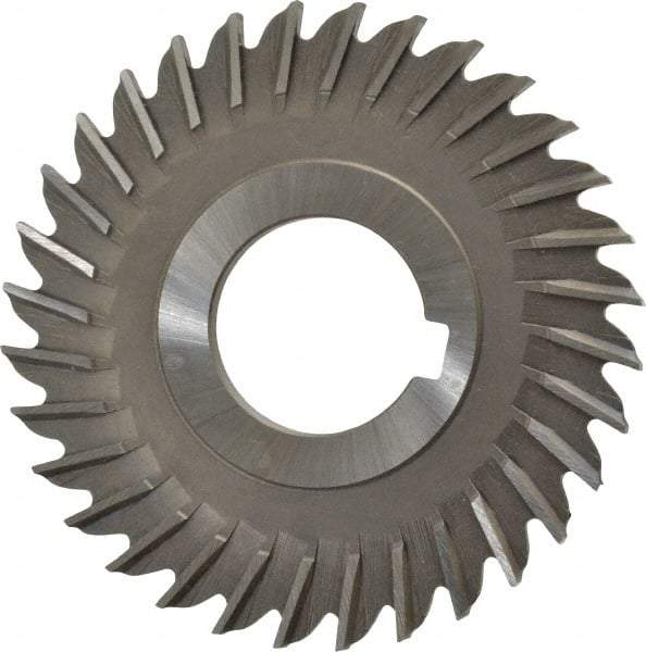Made in USA - 3" Blade Diam x 5/32" Blade Thickness, 1" Hole, 32 Teeth, High Speed Steel Side Chip Saw - Straight Tooth, Arbor Connection, Right Hand Cut, Uncoated, with Keyway - Industrial Tool & Supply