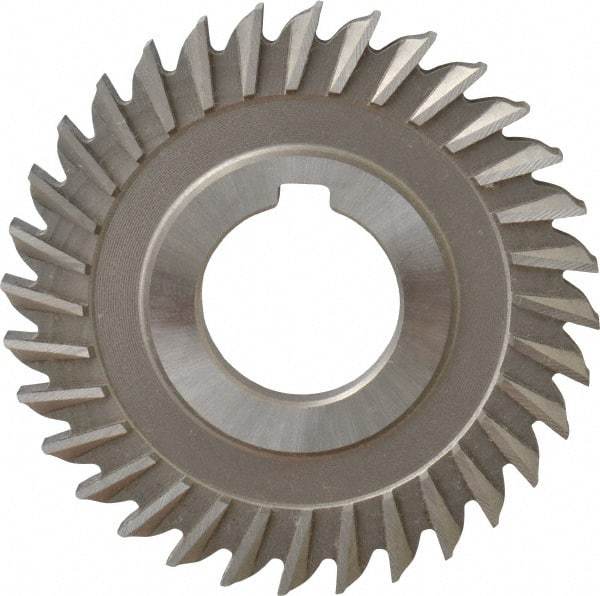Made in USA - 3" Blade Diam x 1/4" Blade Thickness, 1" Hole, 32 Teeth, High Speed Steel Side Chip Saw - Straight Tooth, Arbor Connection, Right Hand Cut, Uncoated, with Keyway - Industrial Tool & Supply