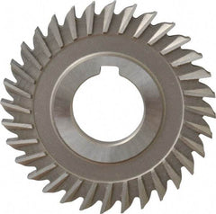 Made in USA - 3" Blade Diam x 1/4" Blade Thickness, 1" Hole, 32 Teeth, High Speed Steel Side Chip Saw - Straight Tooth, Arbor Connection, Right Hand Cut, Uncoated, with Keyway - Industrial Tool & Supply
