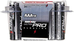 Rayovac - Size AAA, Alkaline, 18 Pack, Standard Battery - 1.5 Volts, Button Tab Terminal - Industrial Tool & Supply