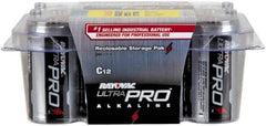 Rayovac - Size C, Alkaline, 12 Pack, Standard Battery - 1.5 Volts, Button Tab Terminal - Industrial Tool & Supply