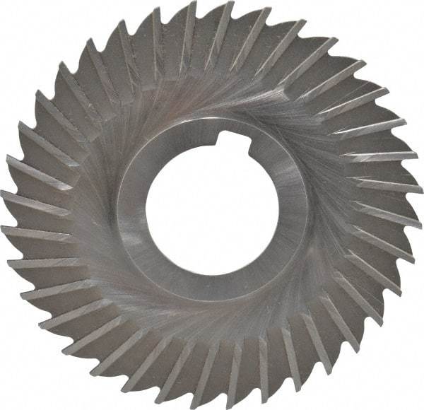 Made in USA - 4" Blade Diam x 1/16" Blade Thickness, 1-1/4" Hole, 36 Teeth, High Speed Steel Side Chip Saw - Straight Tooth, Arbor Connection, Right Hand Cut, Uncoated, with Keyway - Industrial Tool & Supply