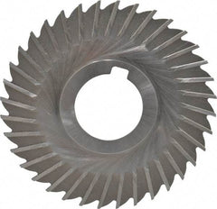 Made in USA - 4" Blade Diam x 1/16" Blade Thickness, 1-1/4" Hole, 36 Teeth, High Speed Steel Side Chip Saw - Straight Tooth, Arbor Connection, Right Hand Cut, Uncoated, with Keyway - Industrial Tool & Supply