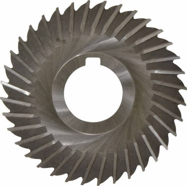 Made in USA - 4" Blade Diam x 7/64" Blade Thickness, 1-1/4" Hole, 36 Teeth, High Speed Steel Side Chip Saw - Straight Tooth, Arbor Connection, Right Hand Cut, Uncoated, with Keyway - Industrial Tool & Supply