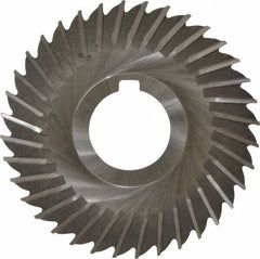 Made in USA - 4" Blade Diam x 7/64" Blade Thickness, 1-1/4" Hole, 36 Teeth, High Speed Steel Side Chip Saw - Straight Tooth, Arbor Connection, Right Hand Cut, Uncoated, with Keyway - Industrial Tool & Supply