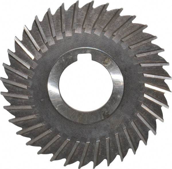 Made in USA - 4" Blade Diam x 9/64" Blade Thickness, 1-1/4" Hole, 36 Teeth, High Speed Steel Side Chip Saw - Straight Tooth, Arbor Connection, Right Hand Cut, Uncoated, with Keyway - Industrial Tool & Supply
