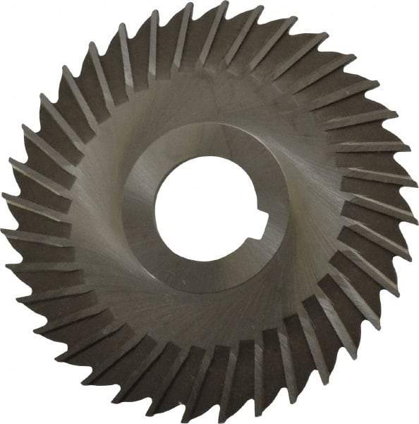 Made in USA - 4" Blade Diam x 7/64" Blade Thickness, 1" Hole, 36 Teeth, High Speed Steel Side Chip Saw - Straight Tooth, Arbor Connection, Right Hand Cut, Uncoated, with Keyway - Industrial Tool & Supply