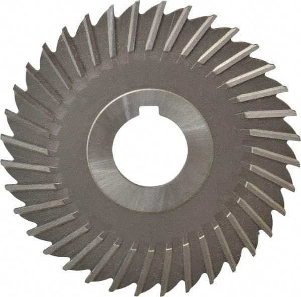 Made in USA - 4" Blade Diam x 9/64" Blade Thickness, 1" Hole, 36 Teeth, High Speed Steel Side Chip Saw - Straight Tooth, Arbor Connection, Right Hand Cut, Uncoated, with Keyway - Industrial Tool & Supply