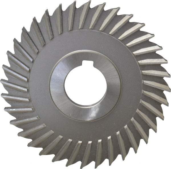 Made in USA - 4" Blade Diam x 1/4" Blade Thickness, 1" Hole, 36 Teeth, High Speed Steel Side Chip Saw - Straight Tooth, Arbor Connection, Right Hand Cut, Uncoated, with Keyway - Industrial Tool & Supply
