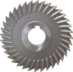 Made in USA - 4" Blade Diam x 1/4" Blade Thickness, 1" Hole, 36 Teeth, High Speed Steel Side Chip Saw - Straight Tooth, Arbor Connection, Right Hand Cut, Uncoated, with Keyway - Industrial Tool & Supply