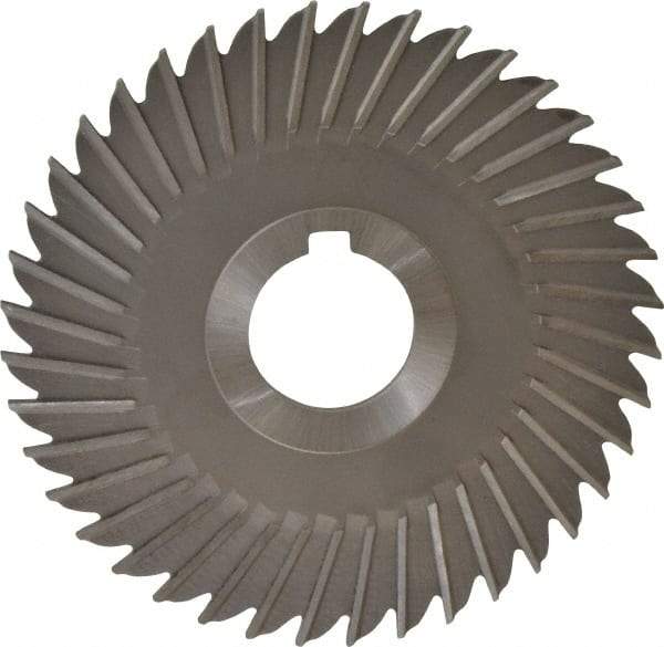 Made in USA - 5" Blade Diam x 1/8" Blade Thickness, 1-1/4" Hole, 40 Teeth, High Speed Steel Side Chip Saw - Straight Tooth, Arbor Connection, Right Hand Cut, Uncoated, with Keyway - Industrial Tool & Supply