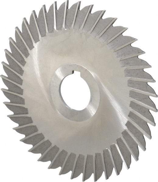 Made in USA - 5" Blade Diam x 3/32" Blade Thickness, 1" Hole, 40 Teeth, High Speed Steel Side Chip Saw - Straight Tooth, Arbor Connection, Right Hand Cut, Uncoated, with Keyway - Industrial Tool & Supply