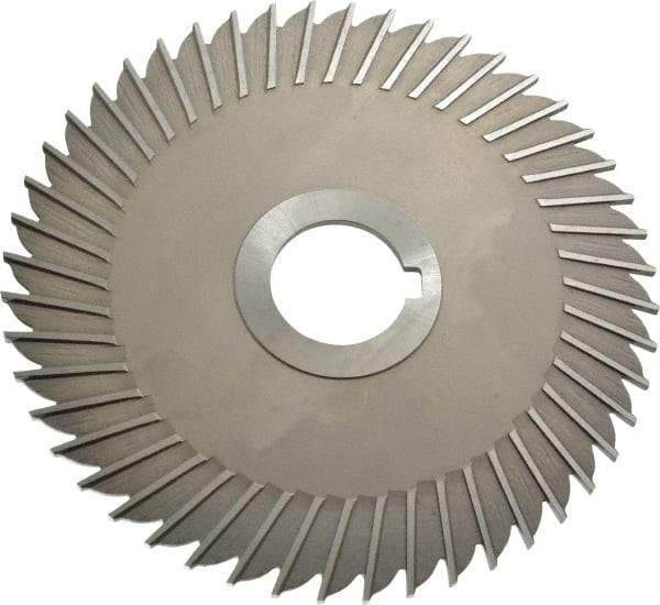 Made in USA - 6" Blade Diam x 1/8" Blade Thickness, 1-1/4" Hole, 48 Teeth, High Speed Steel Side Chip Saw - Straight Tooth, Arbor Connection, Right Hand Cut, Uncoated, with Keyway - Industrial Tool & Supply