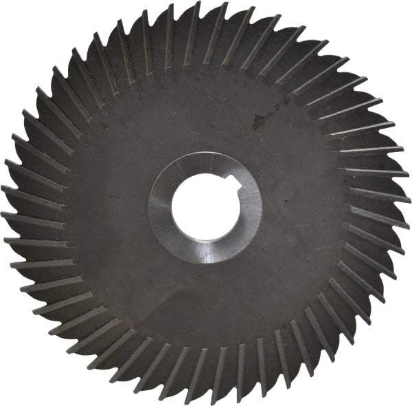 Made in USA - 6" Blade Diam x 1/8" Blade Thickness, 1" Hole, 48 Teeth, High Speed Steel Side Chip Saw - Straight Tooth, Arbor Connection, Right Hand Cut, Uncoated, with Keyway - Industrial Tool & Supply