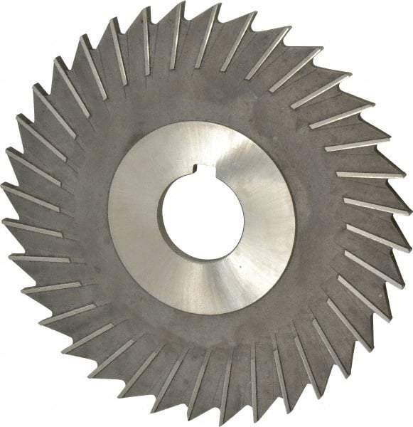 Made in USA - 6" Blade Diam x 3/16" Blade Thickness, 1-1/4" Hole, 48 Teeth, High Speed Steel Side Chip Saw - Straight Tooth, Arbor Connection, Right Hand Cut, Uncoated, with Keyway - Industrial Tool & Supply