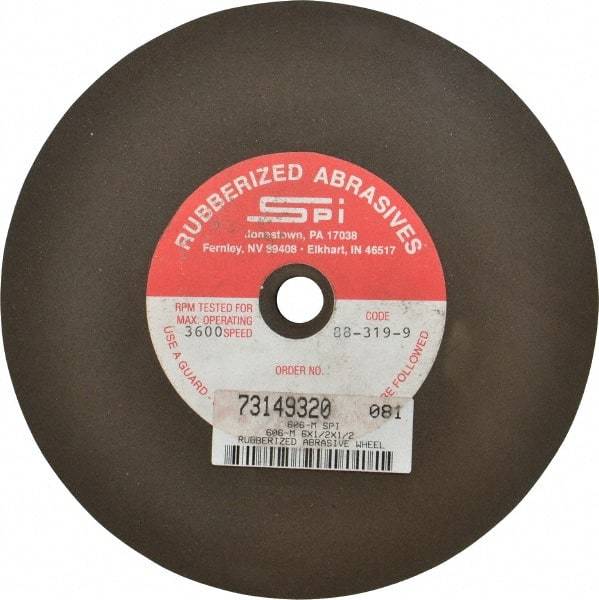 Made in USA - 6" Diam x 1/2" Hole x 1/2" Thick, 80 Grit Surface Grinding Wheel - Aluminum Oxide/Silicon Carbide Blend, Medium Grade, 3,600 Max RPM - Industrial Tool & Supply