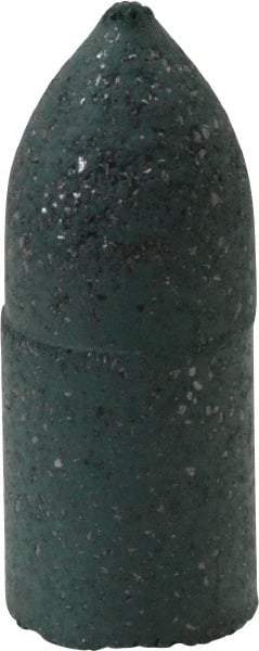 Made in USA - 3/8" Max Diam x 1" Long, Cone, Rubberized Point - Coarse Grade, Silicon Carbide, 1/8" Arbor Hole, Unmounted - Industrial Tool & Supply