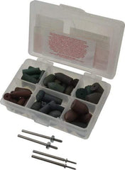Made in USA - 102 Piece Rubberized Abrasive Point Set - Includes 4 Mandrels & 64 Points - Industrial Tool & Supply