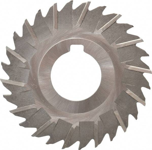 Made in USA - 3" Blade Diam x 1/16" Blade Thickness, 1" Hole, 28 Teeth, High Speed Steel Side Chip Saw - Staggered Tooth, Arbor Connection, Right Hand Cut, Uncoated, with Keyway - Industrial Tool & Supply