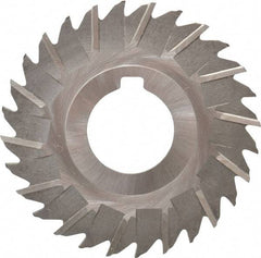 Made in USA - 3" Blade Diam x 1/16" Blade Thickness, 1" Hole, 28 Teeth, High Speed Steel Side Chip Saw - Staggered Tooth, Arbor Connection, Right Hand Cut, Uncoated, with Keyway - Industrial Tool & Supply