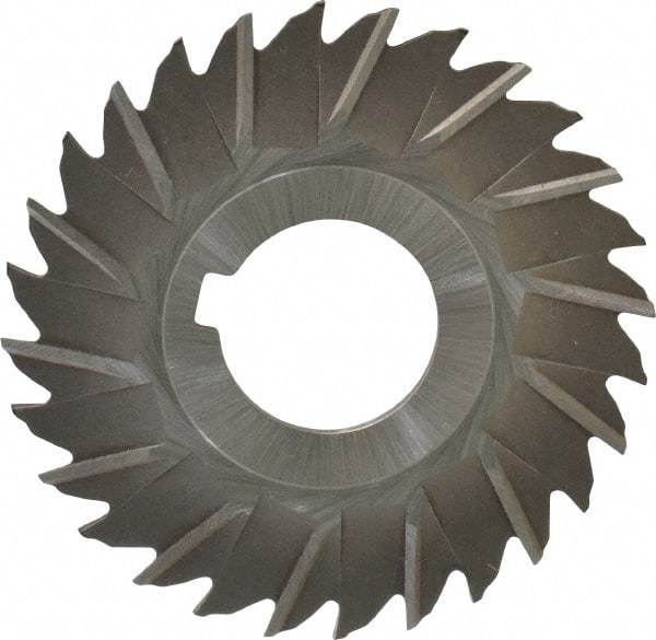 Made in USA - 3" Blade Diam x 5/64" Blade Thickness, 1" Hole, 28 Teeth, High Speed Steel Side Chip Saw - Staggered Tooth, Arbor Connection, Right Hand Cut, Uncoated, with Keyway - Industrial Tool & Supply