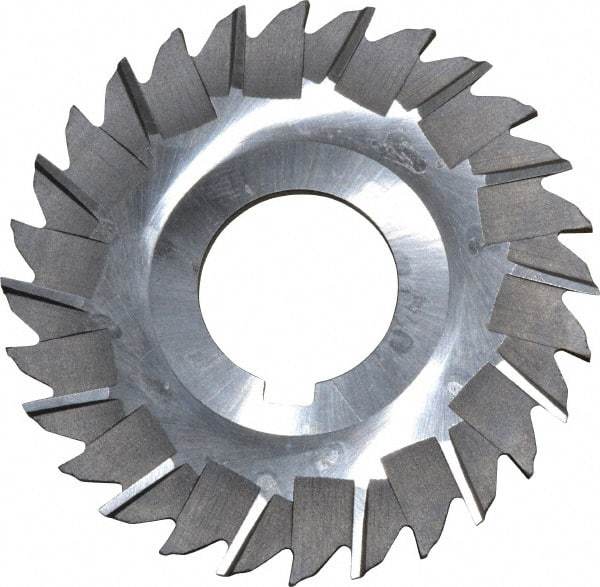Made in USA - 3" Blade Diam x 3/32" Blade Thickness, 1" Hole, 28 Teeth, High Speed Steel Side Chip Saw - Staggered Tooth, Arbor Connection, Right Hand Cut, Uncoated, with Keyway - Industrial Tool & Supply