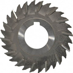 Made in USA - 3" Blade Diam x 1/8" Blade Thickness, 1" Hole, 28 Teeth, High Speed Steel Side Chip Saw - Staggered Tooth, Arbor Connection, Right Hand Cut, Uncoated, with Keyway - Industrial Tool & Supply