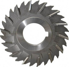 Made in USA - 3" Blade Diam x 5/32" Blade Thickness, 1" Hole, 28 Teeth, High Speed Steel Side Chip Saw - Staggered Tooth, Arbor Connection, Right Hand Cut, Uncoated, with Keyway - Industrial Tool & Supply