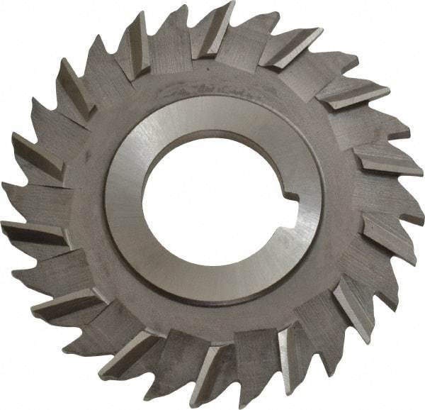 Made in USA - 3" Blade Diam x 3/16" Blade Thickness, 1" Hole, 28 Teeth, High Speed Steel Side Chip Saw - Staggered Tooth, Arbor Connection, Right Hand Cut, Uncoated, with Keyway - Industrial Tool & Supply