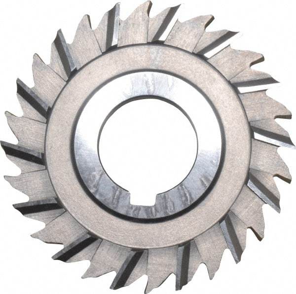 Made in USA - 3" Blade Diam x 1/4" Blade Thickness, 1" Hole, 28 Teeth, High Speed Steel Side Chip Saw - Staggered Tooth, Arbor Connection, Right Hand Cut, Uncoated, with Keyway - Industrial Tool & Supply