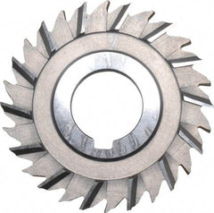 Made in USA - 3" Blade Diam x 1/4" Blade Thickness, 1" Hole, 28 Teeth, High Speed Steel Side Chip Saw - Staggered Tooth, Arbor Connection, Right Hand Cut, Uncoated, with Keyway - Industrial Tool & Supply