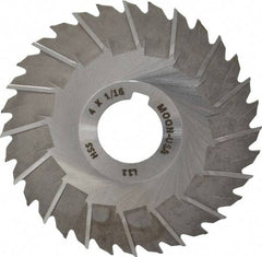 Made in USA - 4" Blade Diam x 1/16" Blade Thickness, 1" Hole, 32 Teeth, High Speed Steel Side Chip Saw - Staggered Tooth, Arbor Connection, Right Hand Cut, Uncoated, with Keyway - Industrial Tool & Supply