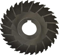 Made in USA - 4" Blade Diam x 5/64" Blade Thickness, 1" Hole, 32 Teeth, High Speed Steel Side Chip Saw - Staggered Tooth, Arbor Connection, Right Hand Cut, Uncoated, with Keyway - Industrial Tool & Supply