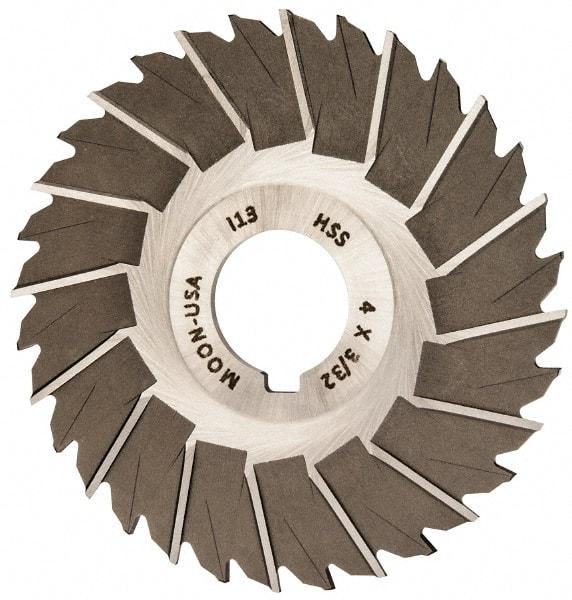 Made in USA - 4" Blade Diam x 3/32" Blade Thickness, 1" Hole, 32 Teeth, High Speed Steel Side Chip Saw - Staggered Tooth, Arbor Connection, Right Hand Cut, Uncoated, with Keyway - Industrial Tool & Supply